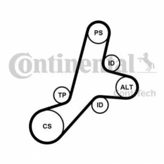 Комплект (ремінь+ролики) для Peugeot, Ford, Mazda, Citroen CONTITECH 6PK1345K1 фото товару