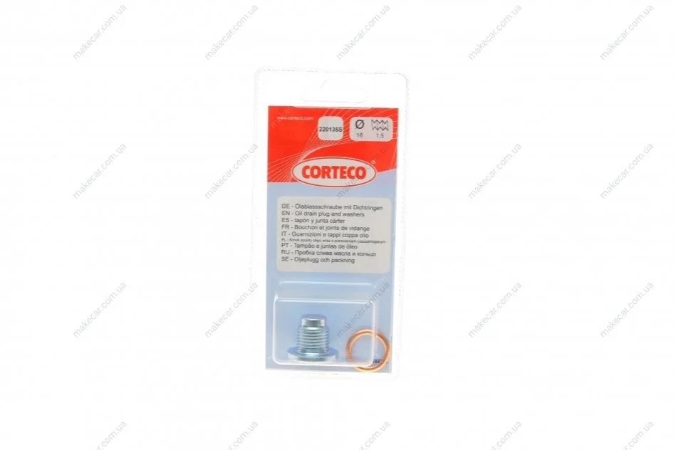 <strong>Пробка піддону двигуна CORTECO 220135S (фото 1)</strong>