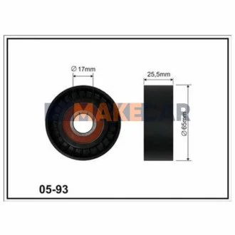 CITROEN Ролик ремня(17x65x26)(пл) (без натяжителя!) C5,8,Peugeot 406/407/607 для Peugeot, Citroen, Renault, Lancia, Fiat CX CX0593 фото товару