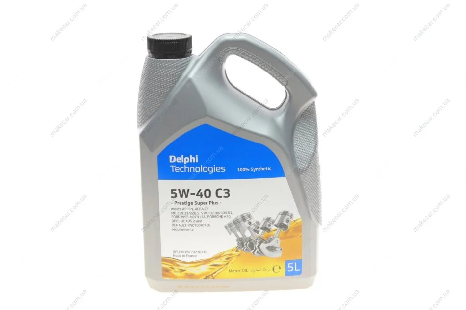 <strong>Моторна олива Delphi Prestige Super Plus C3 5W-40, 5л DELPHI 28236316 (фото 1)</strong>