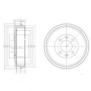 Тормозной барабан задний CITROEN BERLINGO, C15, XSARA, XSARA PICASSO, ZX PEUGEOT 305, 305 I, 305 II, 306, 405 I, 405 II, 406, PARTNER, PARTNER TEPEE, PARTNERSPACE 1.1-Electric 10.77- Delphi BF169 фото товара