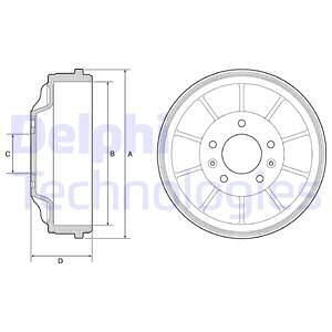 CITROEN Гальмівний барабан задн. JUMPY II 1.6 HDi 07- Delphi BF562 фото товара