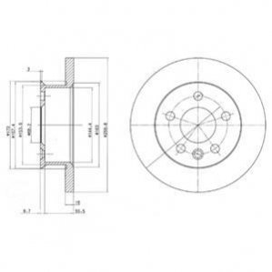 VW Диск тормозной передний T4 1,9/2,4D 91- Delphi BG2716