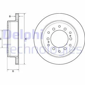 <strong>TOYOTA гальмівний диск задн.Land Cruiser Prado 2.7/4.0 10-,FJ Cruiser 06- DELPHI BG4747C (фото 1)</strong>