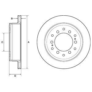 TOYOTA гальмівний диск задн.Land Cruiser Prado 2.7/4.0 10-,FJ Cruiser 06- Delphi BG4747C (фото 1)