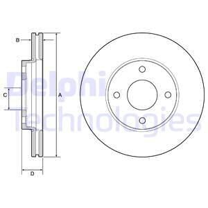 FORD Диск гальмівний передній FIESTA VII 1.0 EcoBoost 17-с Delphi BG4953C (фото 1)