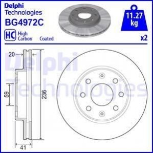 CHEVROLET диск гальмівний передн.Aveo,Spark 02- Delphi BG4972C