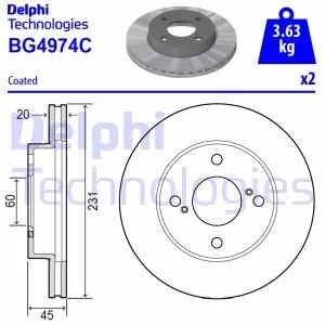 Гальмівний диск для DELPHI BG4974C фото товару