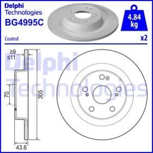 Гальмівний диск для DELPHI BG4995C фото товару