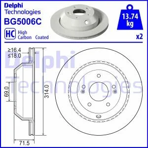 Гальмівний диск для KIA DELPHI BG5006C фото товару