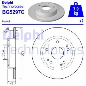 <strong>Диск гальм. задн. FORD FOCUS 18- DELPHI BG5297C (фото 1)</strong>