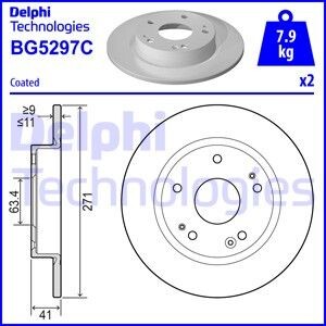 Диск гальм. задн. FORD FOCUS 18- Delphi BG5297C фото товару