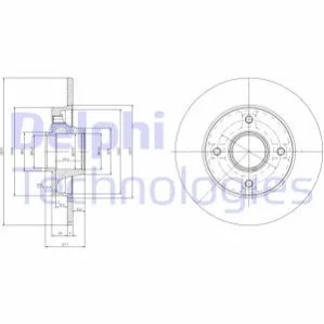 CITROEN Диск тормозной задн с ступицой лакир.! (c подш, с кольцом ABS) Citroen C3,C4 Peugeot 207,307 (249*9*30) для DELPHI BG9022RSC фото товару