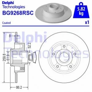 <strong>RENAULT диск гальмів (з підшипн.задн.Scenic,Grand Scenic,Megane 09- DELPHI BG9268RSC (фото 1)</strong>