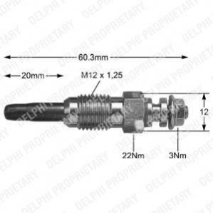 Свеча накала (11 V) AUDI VW SEAT SKODA VOLVO... Delphi HDS343 фото товару