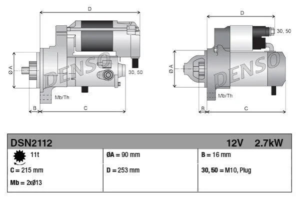 <strong>Стартер (12В, 2,7кВт, новий із заставою) TOYOTA DENSO DSN2112 (фото 1)</strong>
