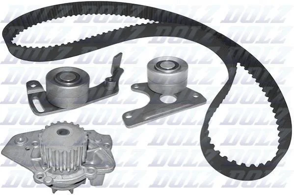 <strong>CITROEN К-т ГРМ (помпа + ремень + 2 ролика) C15 1.8 D 86-00, PEUGEOT 306 1.8 D 93-01, PARTNER 1.9 D 96-02, LAND ROVER 400 Toure 1.8 TD 93-98 DOLZ KD011 (фото 1)</strong>
