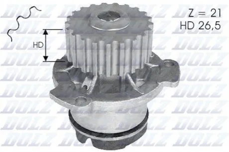 Водяний насос Dolz LADA 2108-21099 (круглий зуб) для DOLZ L121 фото товару