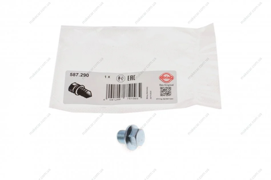 <strong>Корок піддону Renault Dokker 1.6i/LPG 13- (M 12x1.25x11) ELRING 587.290 (фото 1)</strong>