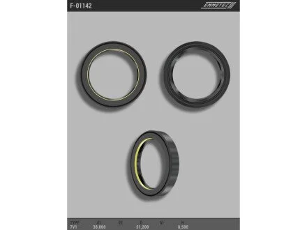 Сальник 38,00/51,20*8,50 тип 7V1 для EMMETEC F01142 фото товару