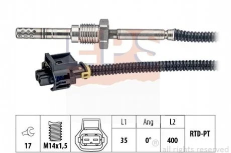 OPEL Датчик температуры ОГ Antara 2,0CDTi -11, CHEVROLET Captiva 2,0D 06- для EPS 1.220.185 фото товару