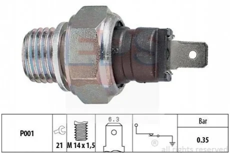 OPEL Датчик давл.масла OPEL VOLVO RENAULT PEUGEOT SAAB для Opel, Saab EPS 1.800.006 фото товару