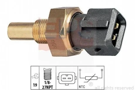 Датчик температури (чорний.) Ford 1.6-2.0 Zetec для Volkswagen, Seat, Skoda, Ford EPS 1.830.165 фото товару