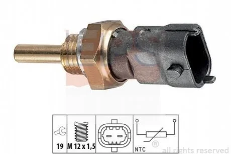 Датчик температури води Opel Astra G/H 1.6-2.0 00-/Combo 1.6-2.0CDTI 12-/Vectra B 1.8 96-03/Vectra C 1.8 02- для Opel, Alfa Romeo, Saab, Fiat EPS 1.830.264 фото товару