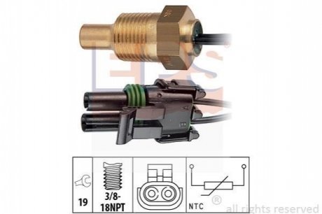 RENAULT Датчик температуры воды 19/21 1,7 -95. EPS 1.830.307 фото товара