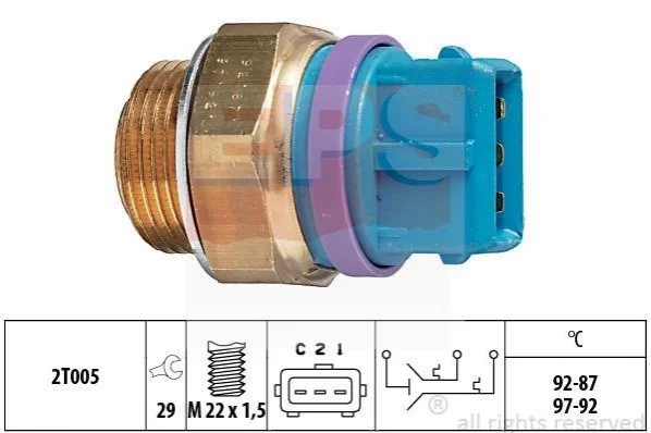 <strong>Датчик увімкнення вентилятора Peugeot 92/88-97/92°C EPS 1.850.629 (фото 1)</strong>