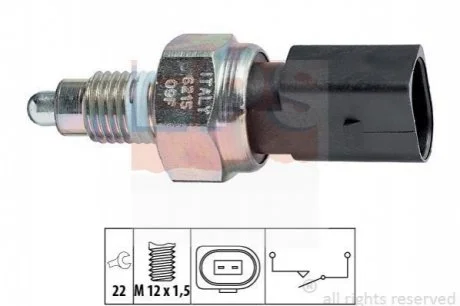Датчик заднього ходу Audi A1, A2, A3, Q3, TT /Ford Galaxy /VW Bora, Caddy III, Golf IV,V,VI, Jetta IV, Passat, Polo, T5 для Seat, Volkswagen, Audi, Skoda EPS 1.860.215 фото товару
