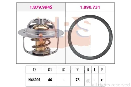 LEXUS Термостат без корпусу GS (_L1_) 200t (ARL10_) 15-, RX (_L2_) 300 (AGL20_) 17- для EPS 1.879.993 фото товару