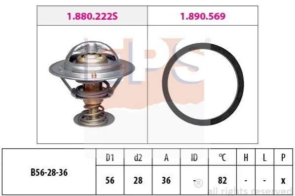 <strong>TOYOTA Термостат с прокладкой (Made in Italy!) t-82C Avensis 2.0, Corolla 02-, RAV 4 2.0D 01- EPS 1.880.222 (фото 1)</strong>