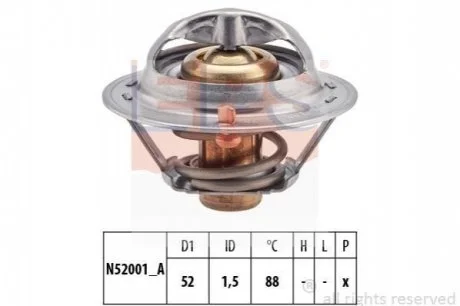Термостат 88°C Honda Civic I Kia Sephia, Shuma, Shuma II Mazda 121 I, 121 II, 323 C V, 323 F V, 323 F VI, 323 II 1.1-3.0 05.80-12.07 для Hyundai, KIA, Chrysler EPS 1.880.266S фото товару