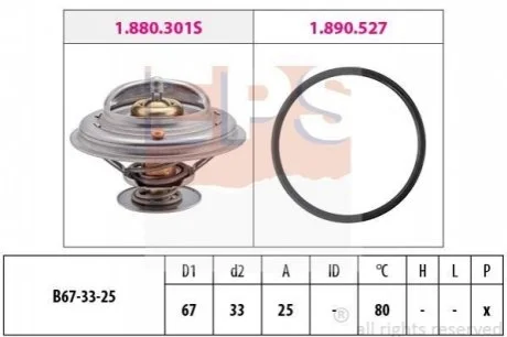 Термостат Bmw, Ford Galaxy /80C/VW Bora,Golf IV,Passat,T IV 2.3-2.8 V6 97/08- для Opel, Vauxhall, BMW, Land Rover EPS 1.880.301 фото товару