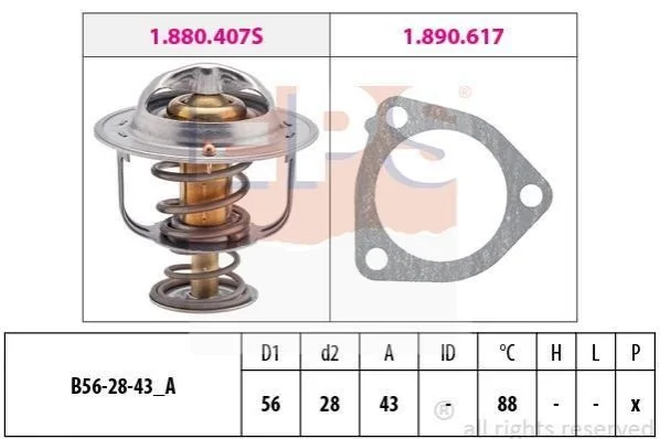 <strong>TOYOTA Термостат с прокладкой Avensis 2.0 -08,Nissan Primera 2.0d EPS 1.880.407 (фото 1)</strong>