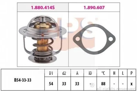 HYUNDAI Темостат Accent,Lantra,S Coupe 94-,Kia для Hyundai, KIA EPS 1.880.414 фото товару