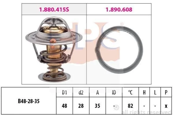 <strong>TOYOTA Термостат (Made in Italy!) Avensis 03-, Corolla -01,Carina 82-,Camry 83-,Hyundai,Kia EPS 1.880.415 (фото 1)</strong>