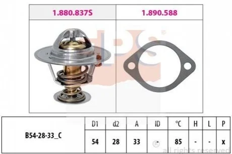 Термостат із прокладкою Hyundai Elantra/Santa Fe/Tucson/Kia Seed 2.0 CRDi/Sportage 1.5/1.6/1.5CRDi/2.0 CRDi 04- для EPS 1.880.837 фото товару