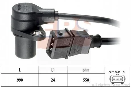 Датчик оборотів к/вала Opel Astra/Vectra/Omega C20NE 1,8-2,0 для Opel, Saab, Vauxhall EPS 1.953.073 фото товару