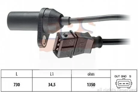 Датчик колінвала Fiat Brava, Bravo, Doblo, Marea, Multipla, Palio, Stilo 1.6 16V 10.95- для Lancia, Fiat EPS 1.953.157 фото товару