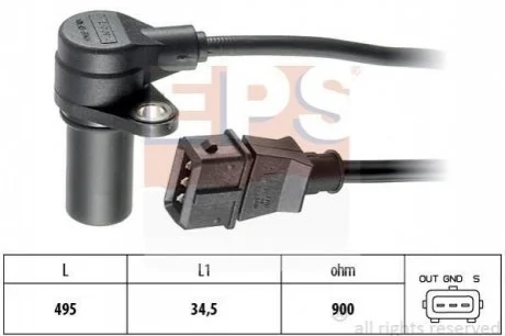 Датчик обертiв колінвала для Opel, Saab, Vauxhall EPS 1.953.160 фото товару