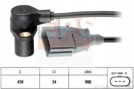Датчик положення колінвалу Audi A4/A6 2.4-3.0/VW Passat для Volkswagen, Audi, Seat, Skoda, Porsche EPS 1.953.205 фото товару