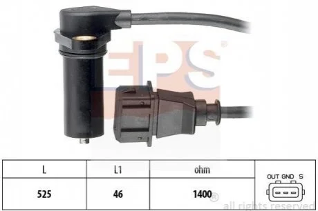 Датчик положення колінчастого вала для Skoda, Volkswagen, Seat, Audi, Ford EPS 1.953.219 фото товару