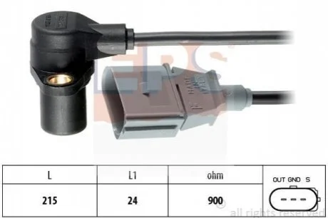 Датчик положення колінвалу Audi A3/A4/A6 1.6-2.0/VW Golf для Volkswagen, Seat, Audi, Skoda EPS 1.953.241 фото товару