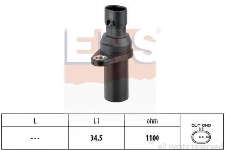 Датчик положения коленвала Fiat Panda 1.1/1.2 03-/Punto 1.2 8V 03- для Fiat, Lancia, Ford, Alfa Romeo EPS 1.953.378 фото товара