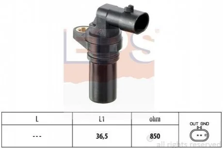 Датчик колінвала Fiat Doblo 1.3D Multijet 05- для Opel, Fiat, Chevrolet, Lancia, Alfa Romeo EPS 1.953.407 фото товару