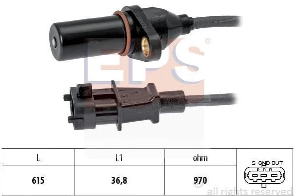 <strong>Датчик положення колінвалу Hyundai Santa Fe 2.2 CRDi 05- EPS 1.953.569 (фото 1)</strong>
