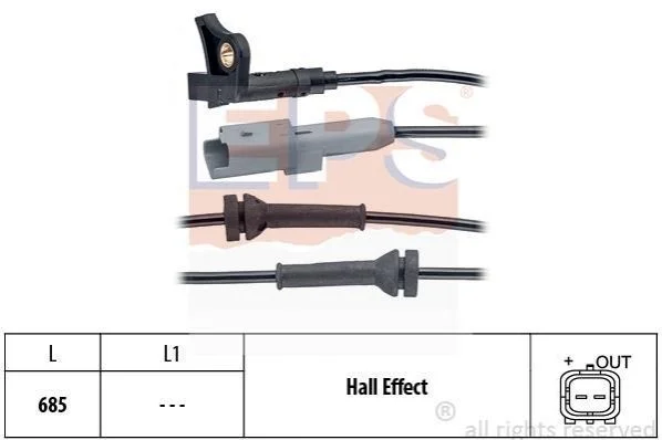 <strong>Датчик ABS перед. CITROEN C4, C4 I, C4 II, DS4, DS5 PEUGEOT 3008, 307, 307 CC, 307 SW, 308, 308 CC, 308 SW, 5008, RCZ 1.2-2.0DH 08.00- EPS 1.960.035 (фото 1)</strong>