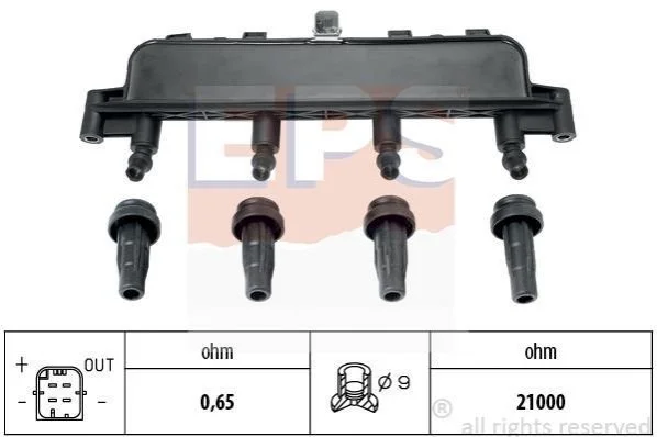 <strong>Котушка запалювання Peugeot 106-307, Partner 1.0-1.6 05.93- EPS 1.970.405 (фото 1)</strong>